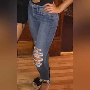 Just Black High Rise Skinny Frayed Bottom Jeans